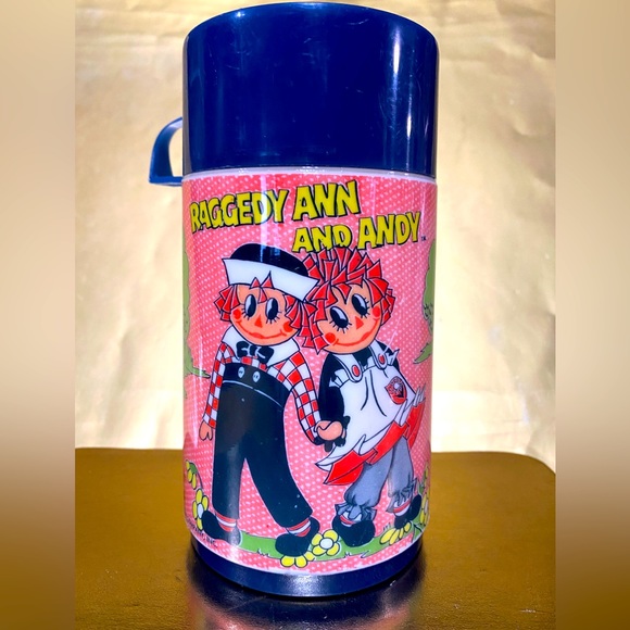 RAGGEDY ANN AND ANDY VTG 1973 COLLECTIBLE ALADDIN HOT & COLD THERMO BOTTLE 8oz - Picture 1 of 16
